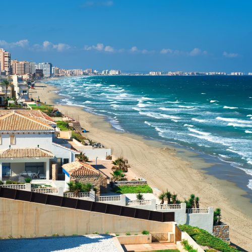 Beautiful tropical beach, La Manga seaside, Spain